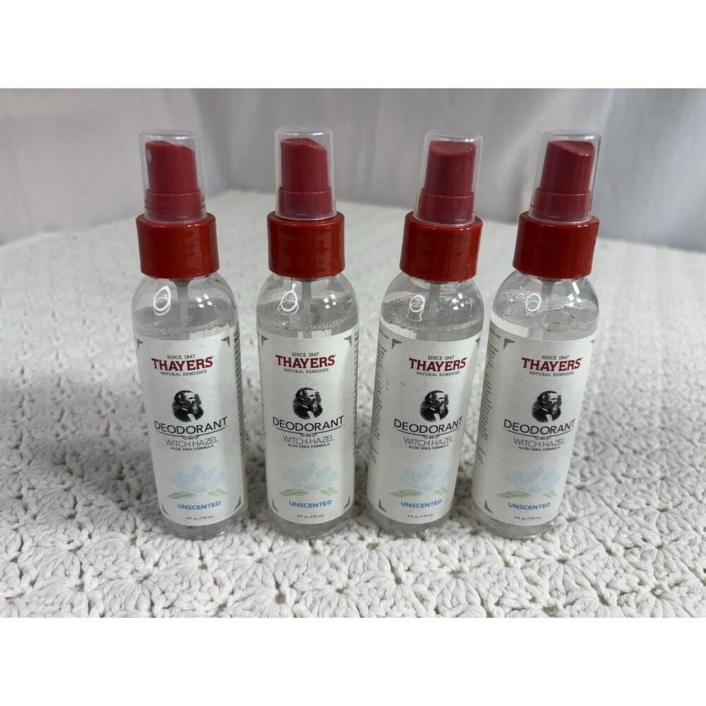Lot Of 4 NEW Thayers Unscented Witch Hazel Deodorant Aloe Vera Formula 4 oz each
